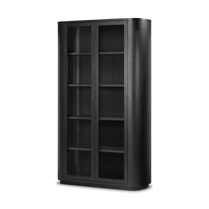 Cabinets & Curios Pilar Cabinet: Charcoal Oak Veneer - Charcoal Oak - Dark Iron
