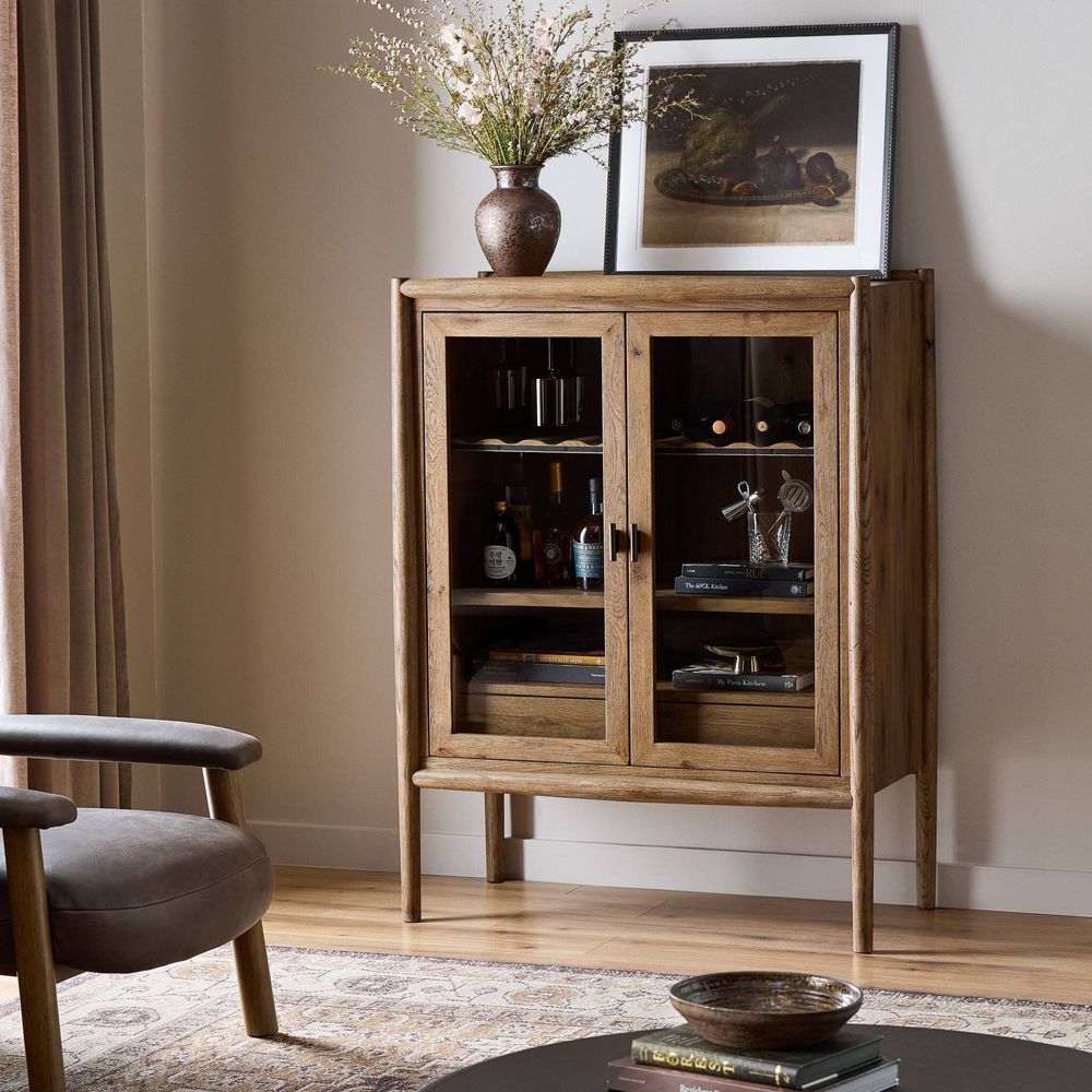 Bar Storage: Cabinets Glenview Bar Cabinet - Weathered Oak