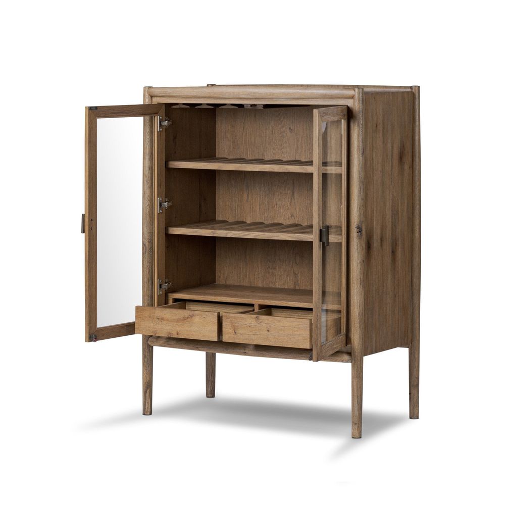 Glenview Bar Cabinet - Weathered Oak