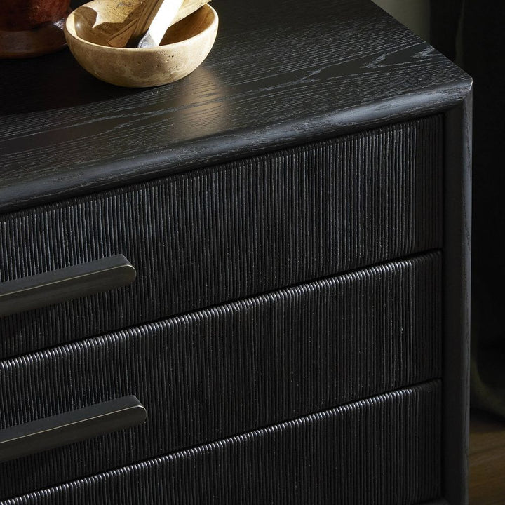 Rosenell Closed Nightstand - Black Oak Veneer