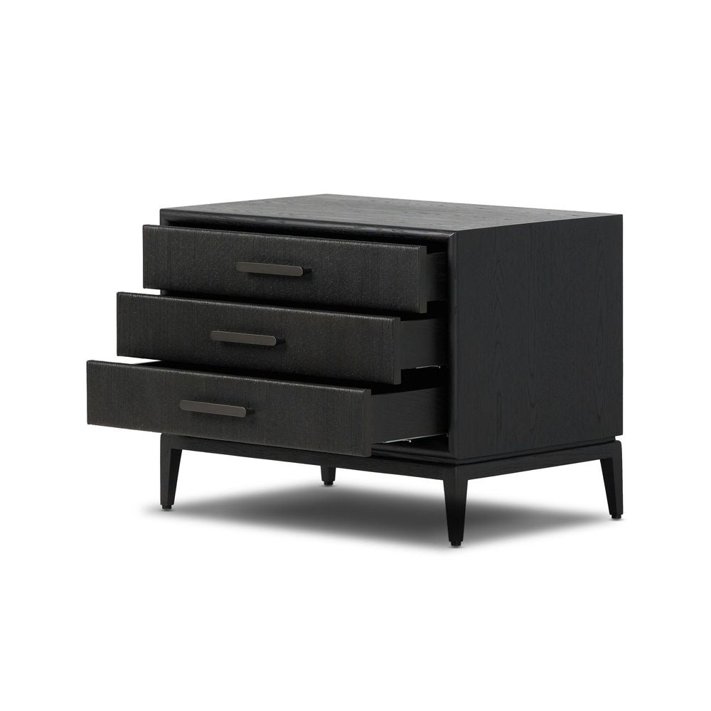 Rosenell Closed Nightstand - Black Oak Veneer