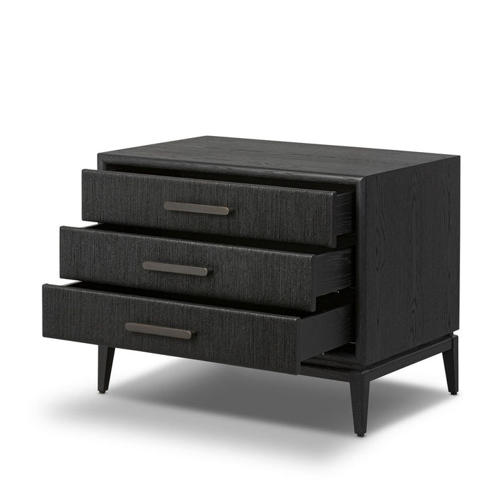 Rosenell Closed Nightstand - Black Oak Veneer