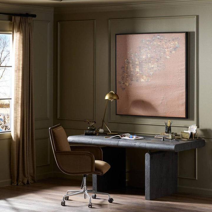 Desks Cleo Desk: Worn Black Oak - Worn Black Oak Veneer - Dark Iron