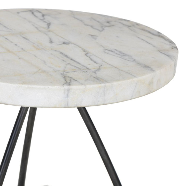 Clove End Table - Veined White Marble
