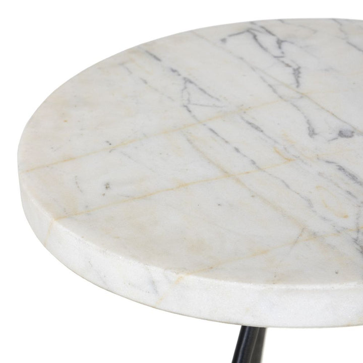 Clove End Table - Veined White Marble