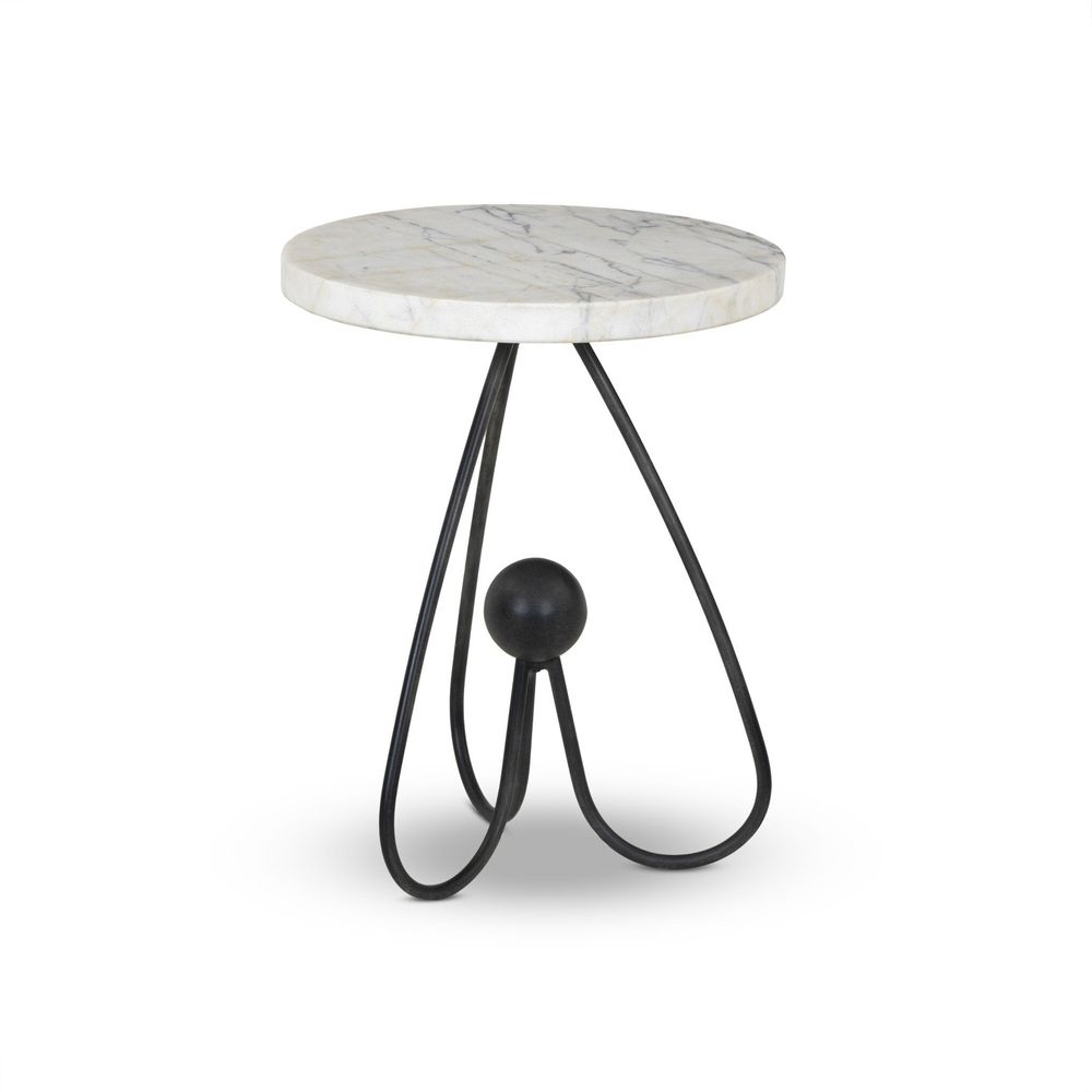 Side Tables Clove End Table - Veined White Marble