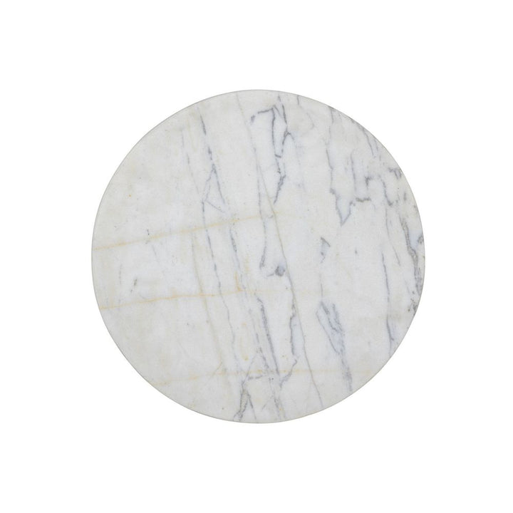 Clove End Table - Veined White Marble