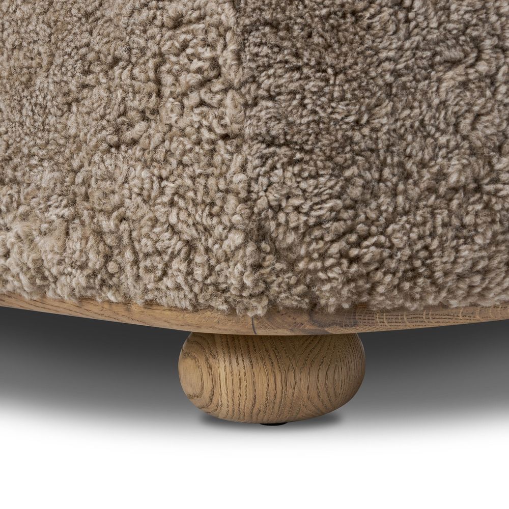 Bilbury Oval Ottoman - Taupe Shearling