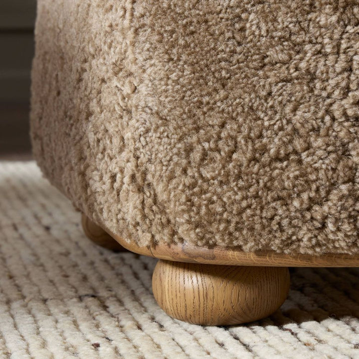 Bilbury Oval Ottoman - Taupe Shearling