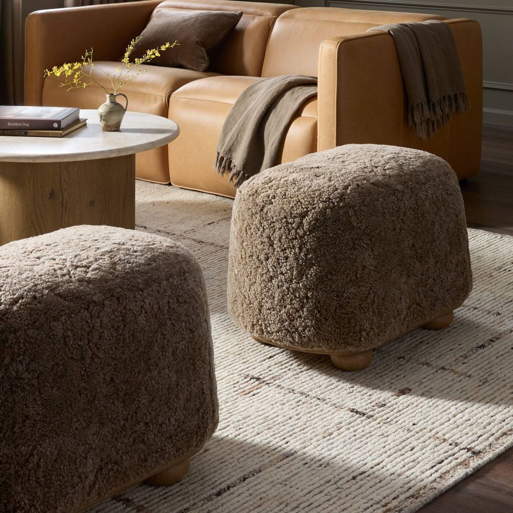 Stools & Ottomans Bilbury Oval Ottoman - Taupe Shearling