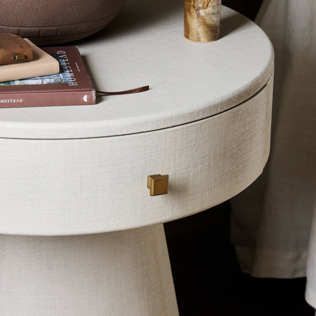 Chiro Nightstand - Ivory Painted Linen