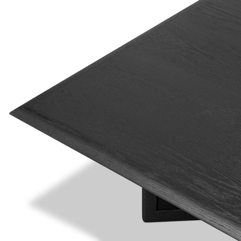 Rosenell Square Coffee Table: Black Oak Veneer - Black Oak Solid - Black Paper Cord