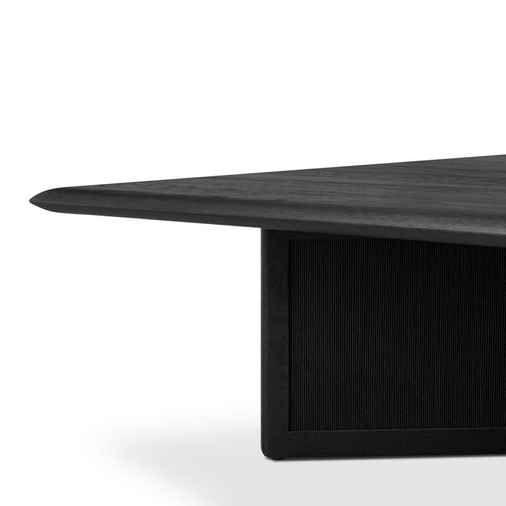 Rosenell Square Coffee Table: Black Oak Veneer - Black Oak Solid - Black Paper Cord