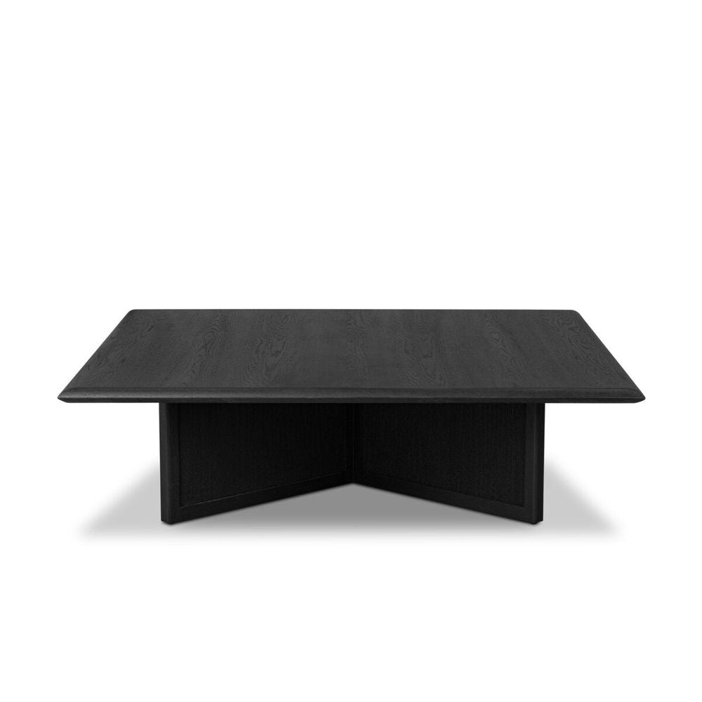 Rosenell Square Coffee Table: Black Oak Veneer - Black Oak Solid - Black Paper Cord