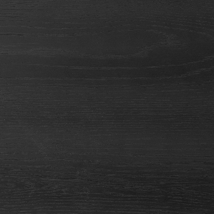 Rosenell Round Coffee Table: Black Oak Veneer - Black Oak Solid - Black Paper Cord