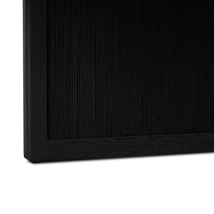 Rosenell Round Coffee Table: Black Oak Veneer - Black Oak Solid - Black Paper Cord