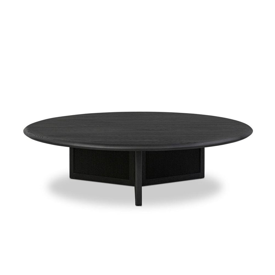 Coffee Tables Rosenell Round Coffee Table: Black Oak Veneer - Black Oak Solid - Black Paper Cord