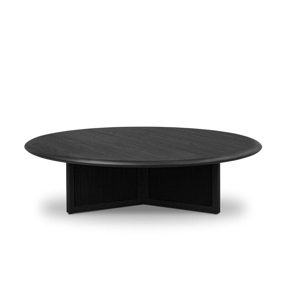 Coffee Tables Rosenell Round Coffee Table: Black Oak Veneer - Black Oak Solid - Black Paper Cord