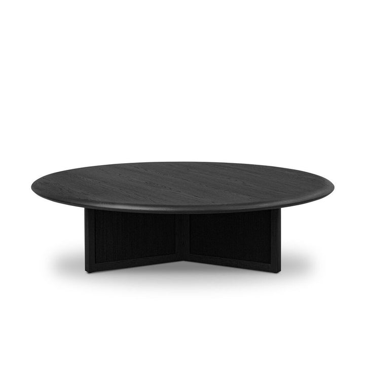 Coffee Tables Rosenell Round Coffee Table: Black Oak Veneer - Black Oak Solid - Black Paper Cord