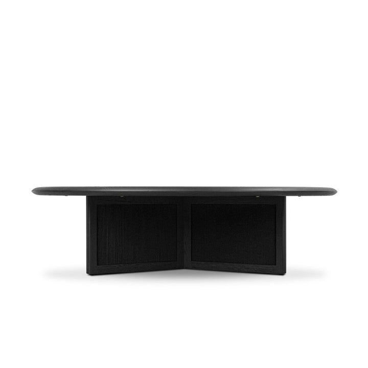 Coffee Tables Rosenell Round Coffee Table: Black Oak Veneer - Black Oak Solid - Black Paper Cord