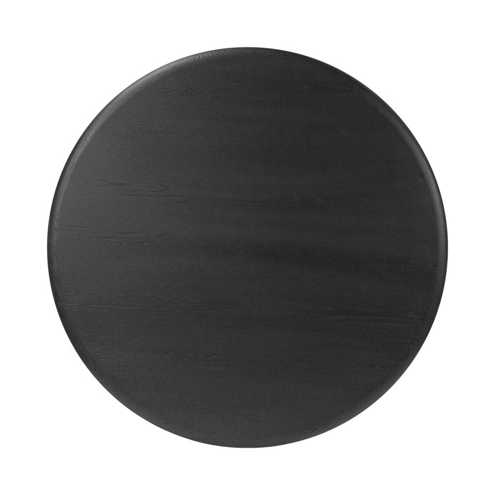Rosenell Round Coffee Table: Black Oak Veneer - Black Oak Solid - Black Paper Cord