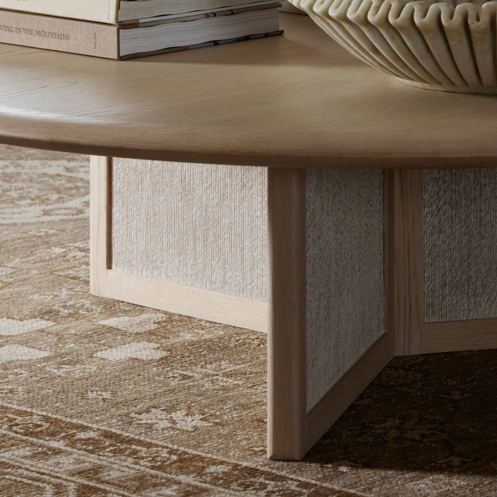 Rosenell Round Coffee Table - Natural Oak Veneer