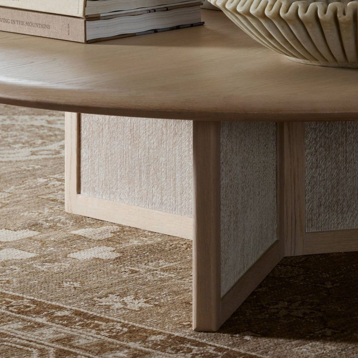 Rosenell Round Coffee Table - Natural Oak Veneer