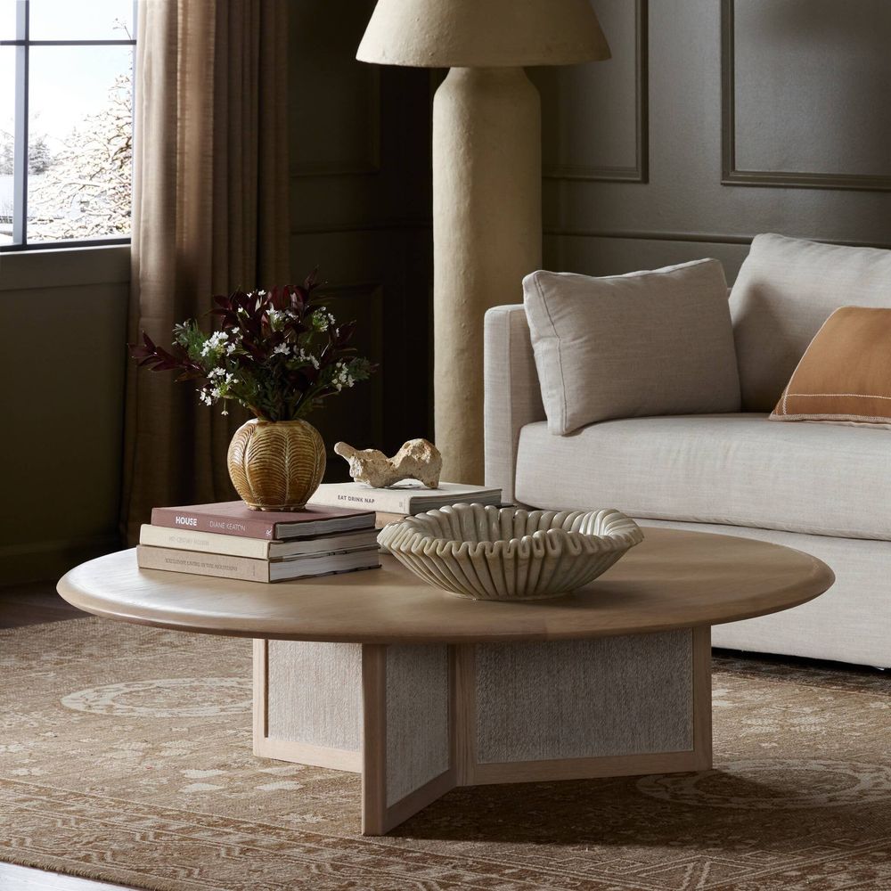 Rosenell Round Coffee Table - Natural Oak Veneer
