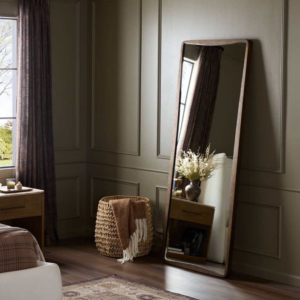 Mirrors Regis Floor Mirror - Antiqued Brass Aluminum