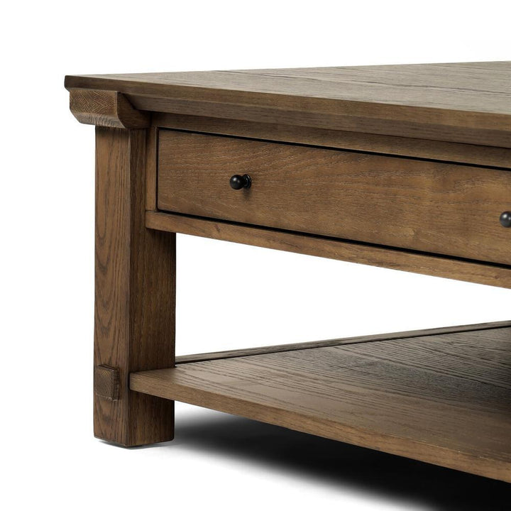 Gardendale Coffee Table: Tan Oak - Tan Oak Veneer - Black Iron