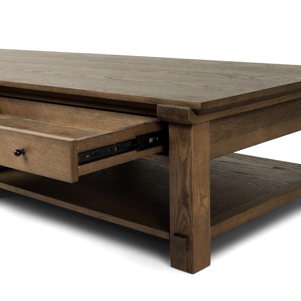 Gardendale Coffee Table: Tan Oak - Tan Oak Veneer - Black Iron