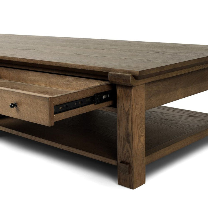 Gardendale Coffee Table: Tan Oak - Tan Oak Veneer - Black Iron