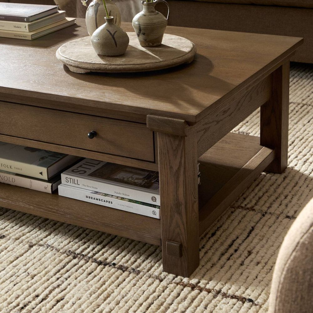 Gardendale Coffee Table: Tan Oak - Tan Oak Veneer - Black Iron