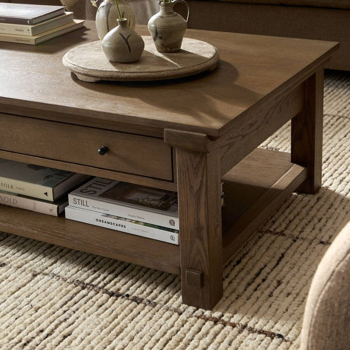 Gardendale Coffee Table: Tan Oak - Tan Oak Veneer - Black Iron