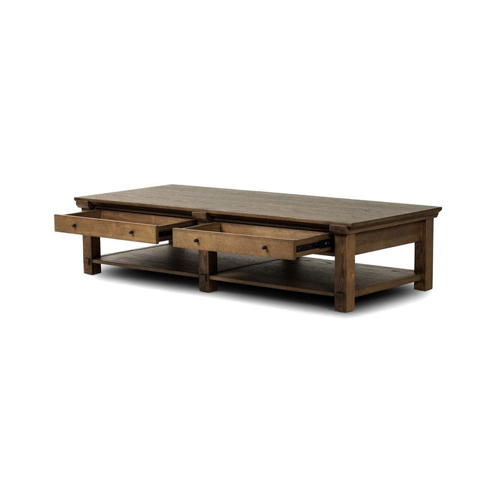 Gardendale Coffee Table: Tan Oak - Tan Oak Veneer - Black Iron