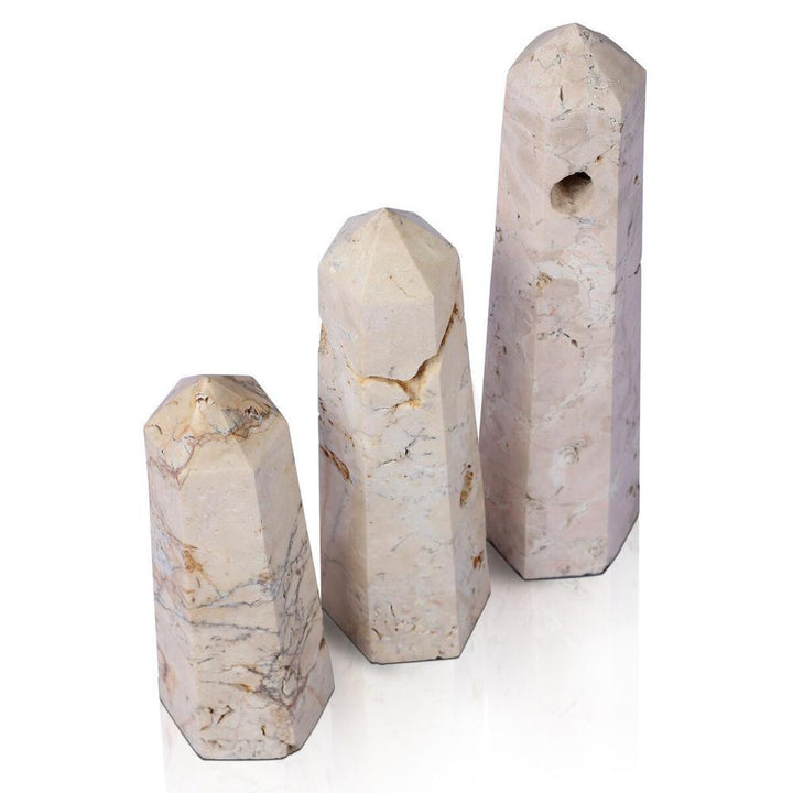 Decorative Objects Travertine Obelisk Set