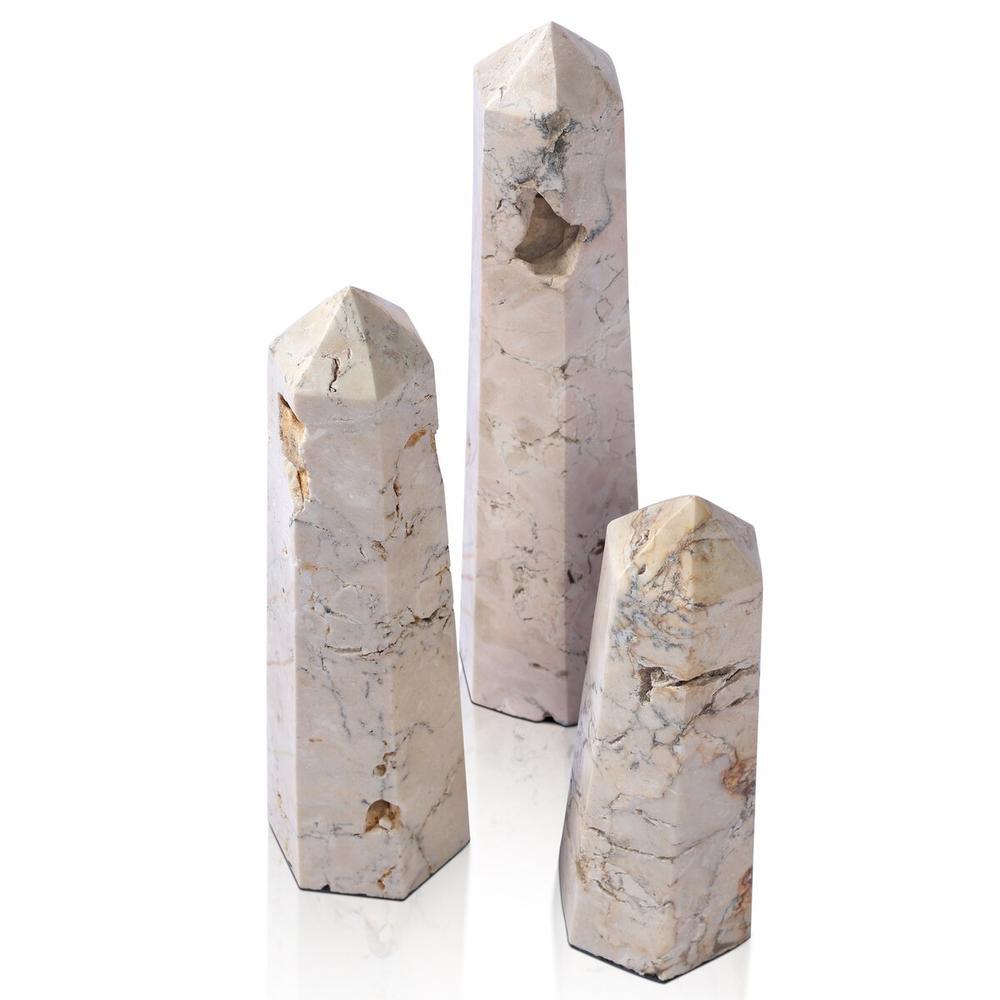 Decorative Objects Travertine Obelisk Set