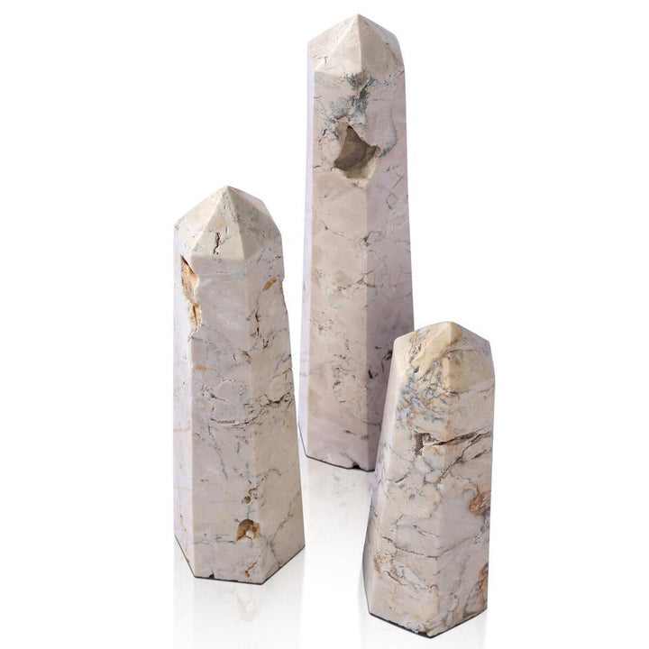 Decorative Objects Travertine Obelisk Set
