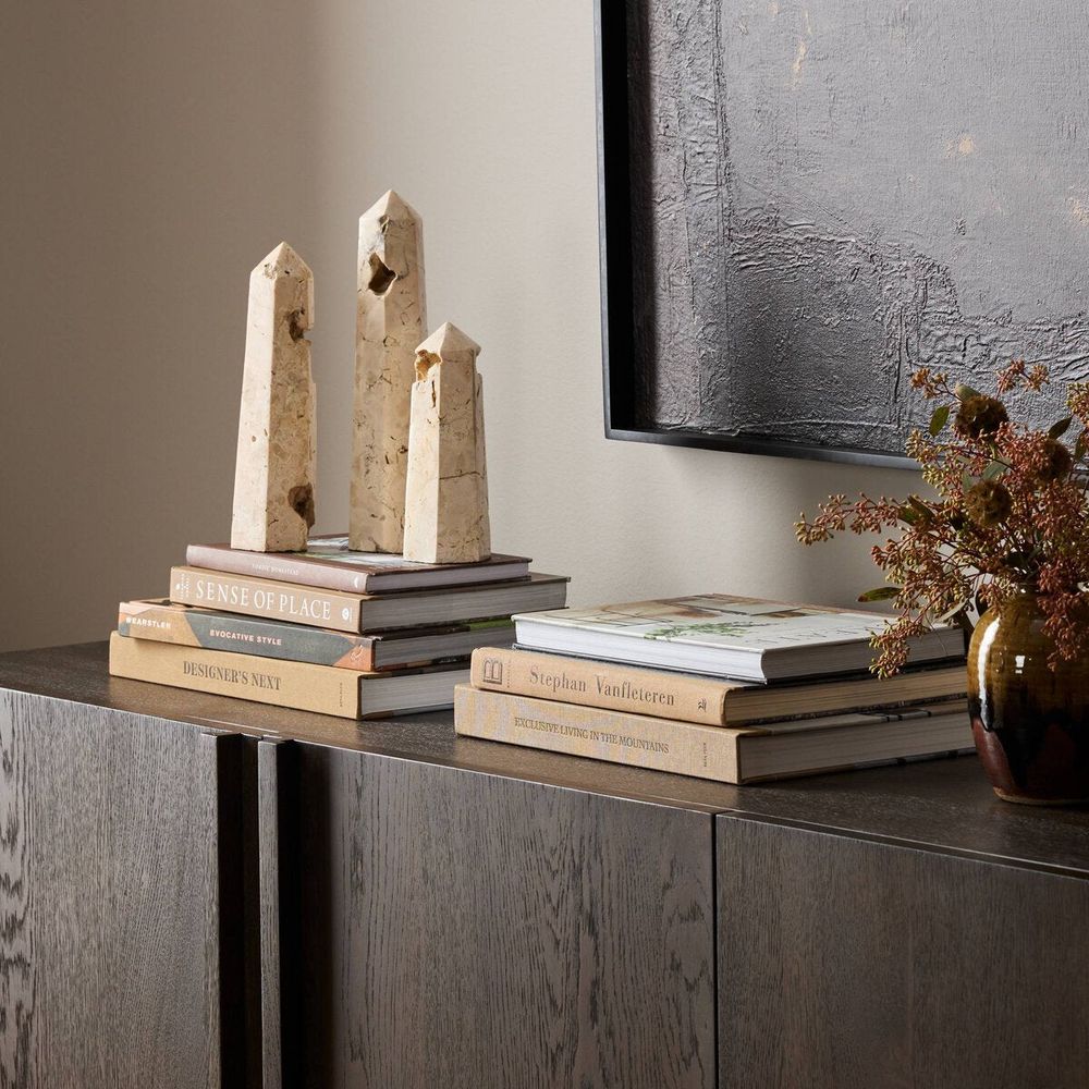 Decorative Objects Travertine Obelisk Set