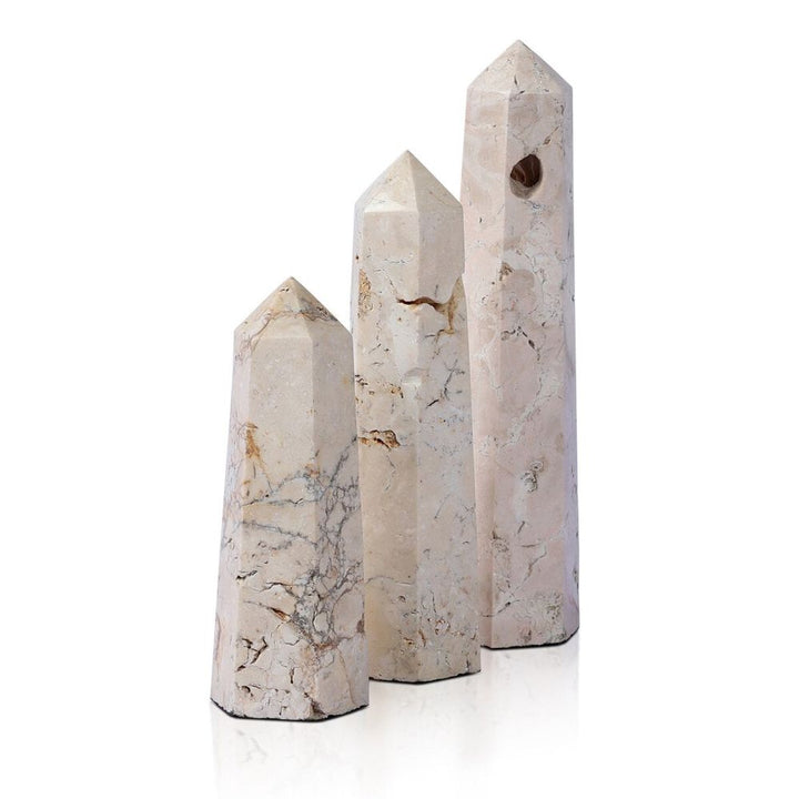 Decorative Objects Travertine Obelisk Set