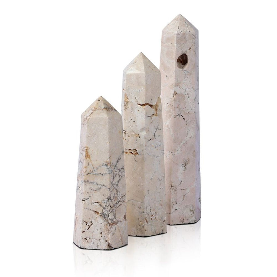 Decorative Objects Travertine Obelisk Set