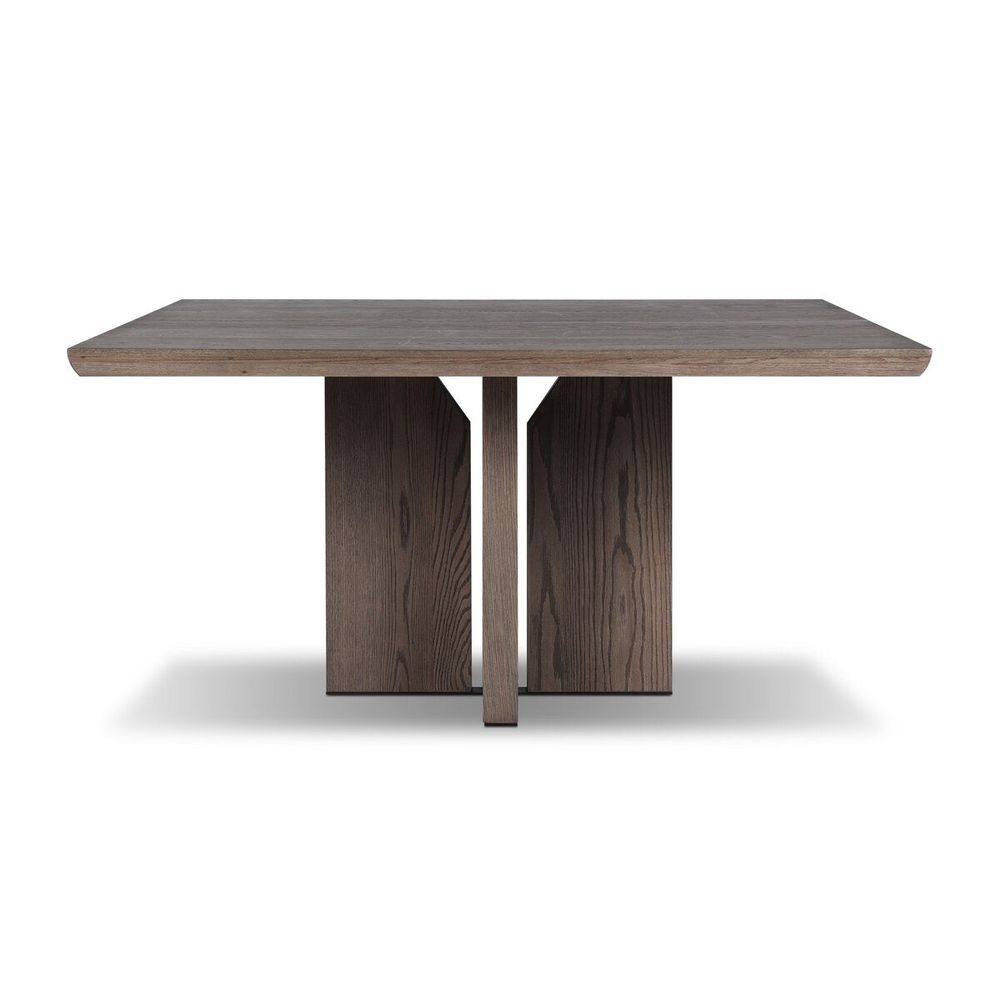 Ernest Square Dining Table: Shale Grey Oak Veneer - Shale Grey Oak - Copper Patina