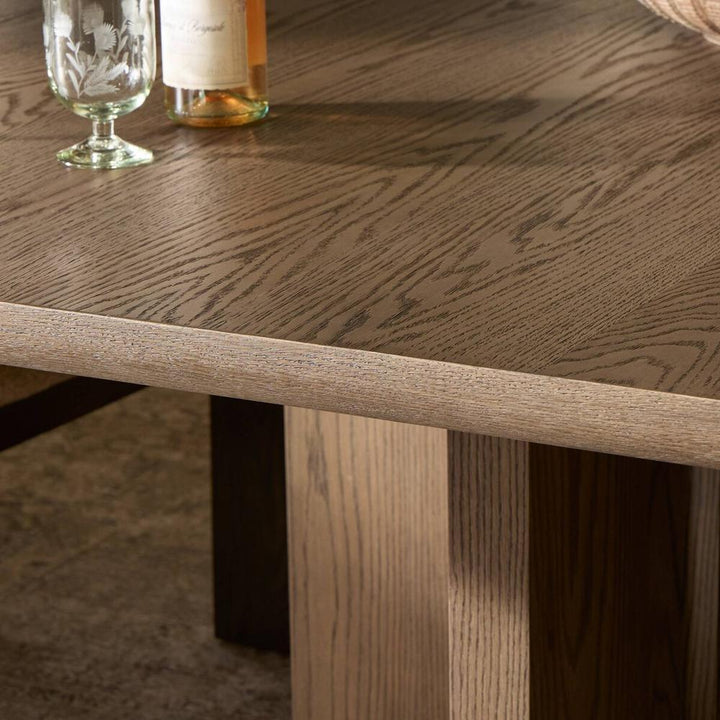 Ernest Square Dining Table: Shale Grey Oak Veneer - Shale Grey Oak - Copper Patina