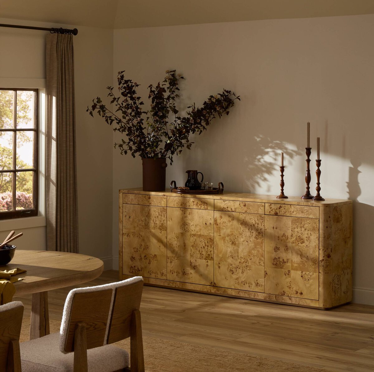 Expressive wood grain adds warmth and personality while keeping everyday essentials close at hand.