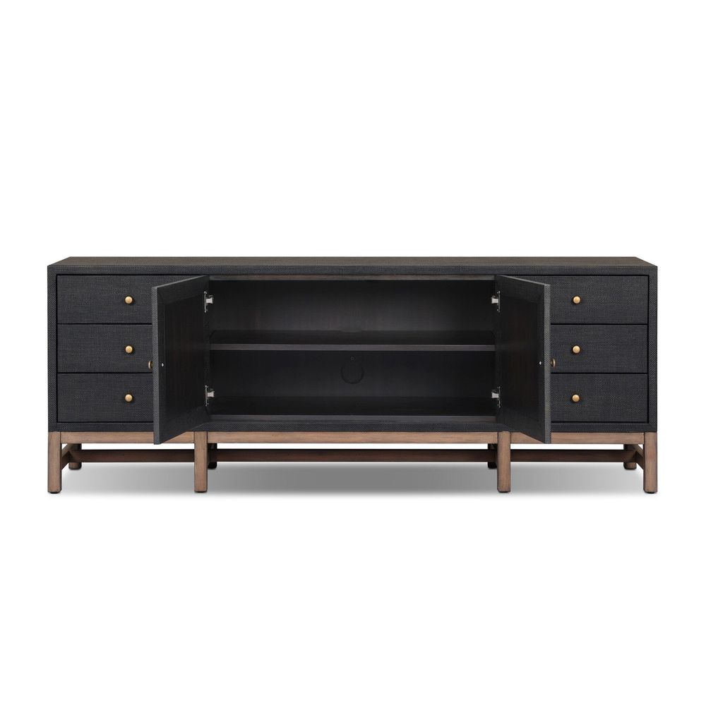 Fiona Media Console - Black Raffia
