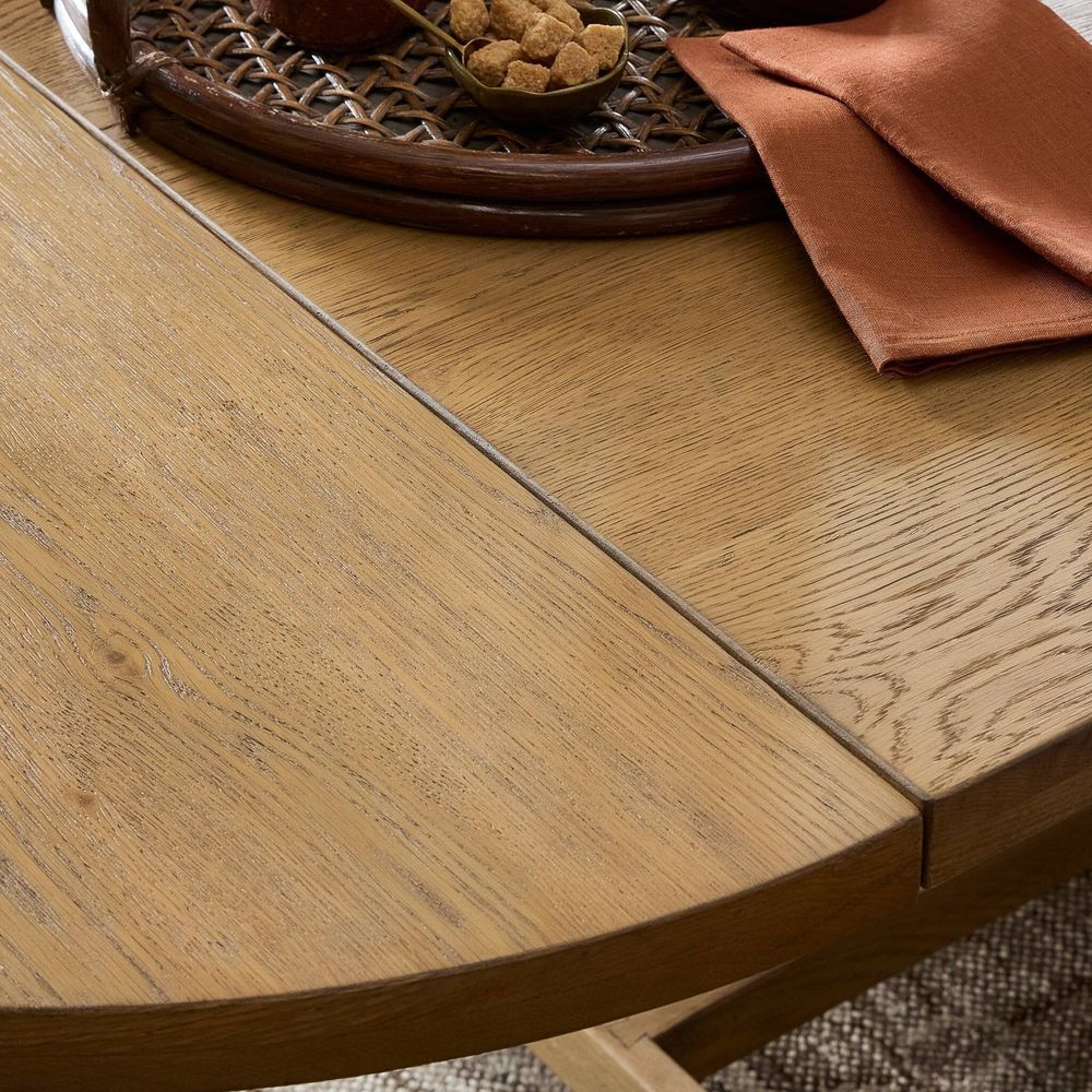 Blinn Oval Leaf Extension Dining Table - Worn Oak Veneer