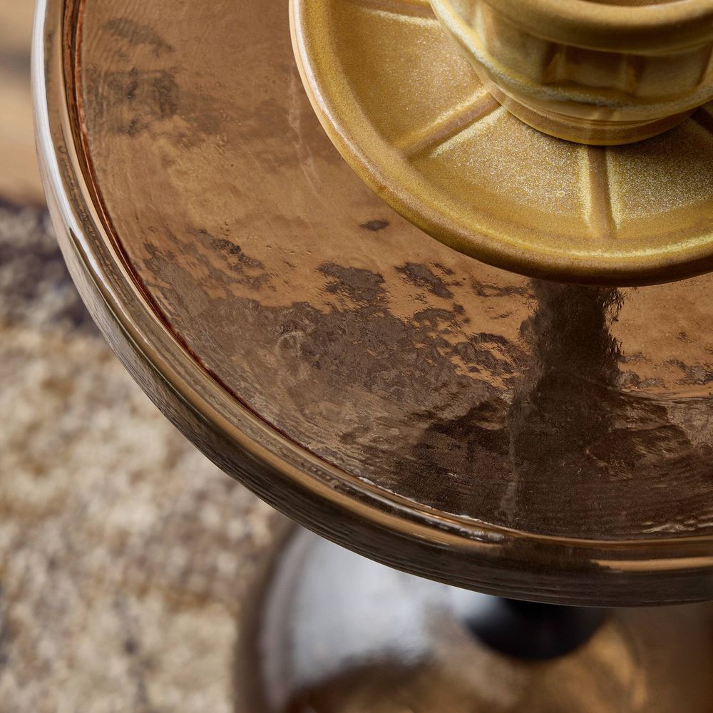 Viola Accent Table - Smoked Brown Cast Glass