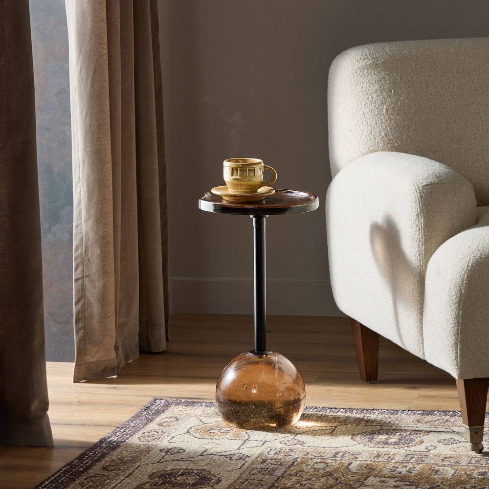 Side Tables Viola Accent Table - Smoked Brown Cast Glass