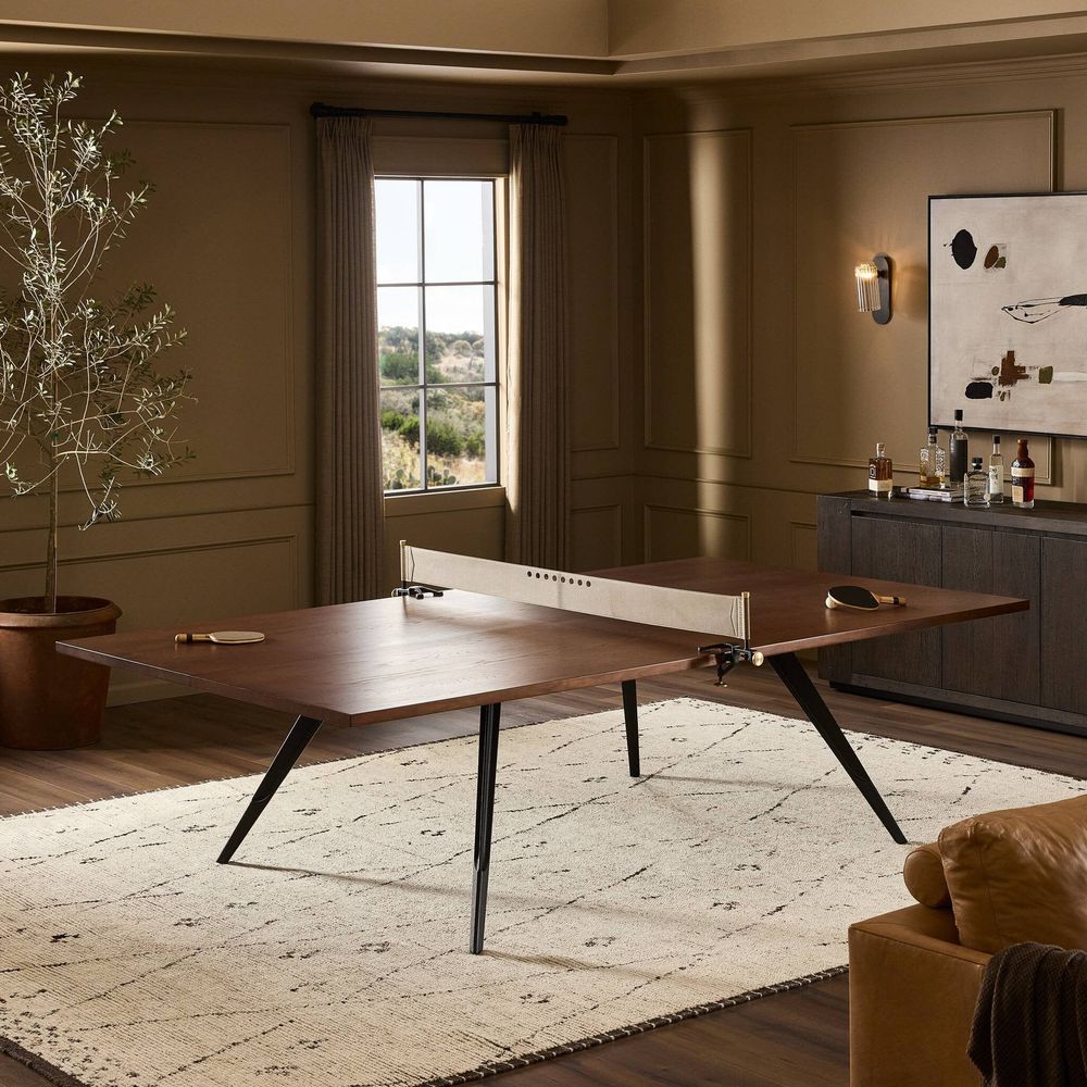 Game Tables District Eight Ping Pong Table - Ink Black Leather
