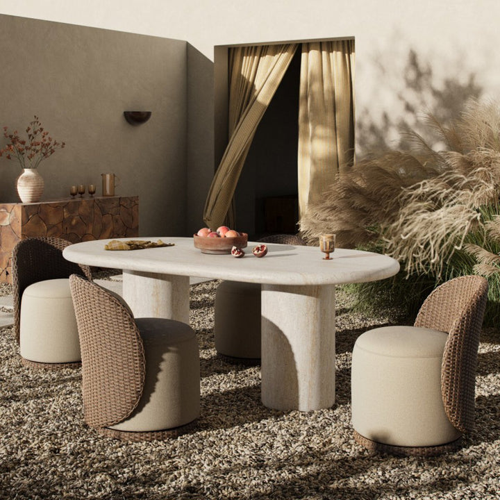 Poole Outdoor Dining Table 78" Oval - Textured Sand Concrete